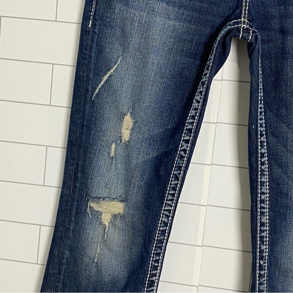 Silver Jeans Berkley Surplus Bootcut Women's Size W27 L31 Destroyed Dark Denim - Picture 6 of 11